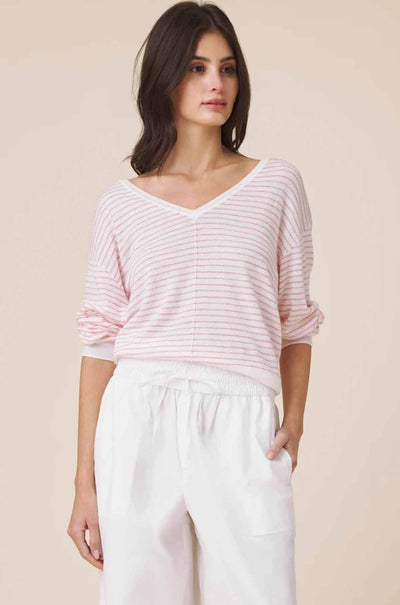 Splendid - Erica Stripe Sweater in White/Firework