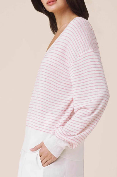 Splendid - Erica Stripe Sweater in White/Firework