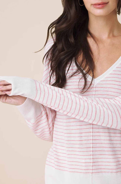 Splendid - Erica Stripe Sweater in White/Firework