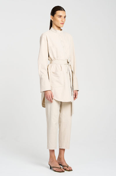Mela Purdie - Tapered Flat Pant in Gravitene in Flax
