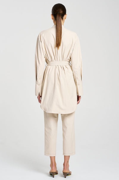 Mela Purdie - Tapered Flat Pant in Gravitene in Flax