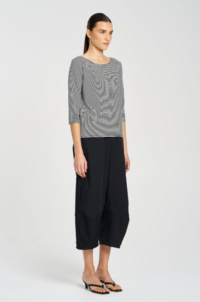 Mela Purdie - Relaxed Boat Neck in Caviar Stripe Jersey
