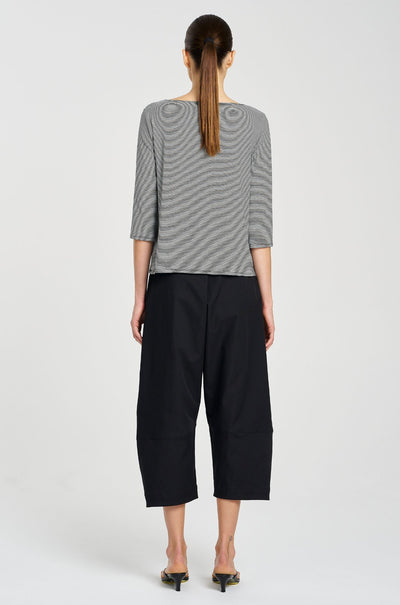 Mela Purdie - Relaxed Boat Neck in Caviar Stripe Jersey