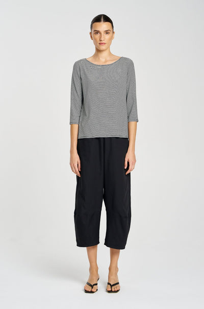 Mela Purdie - Relaxed Boat Neck in Caviar Stripe Jersey