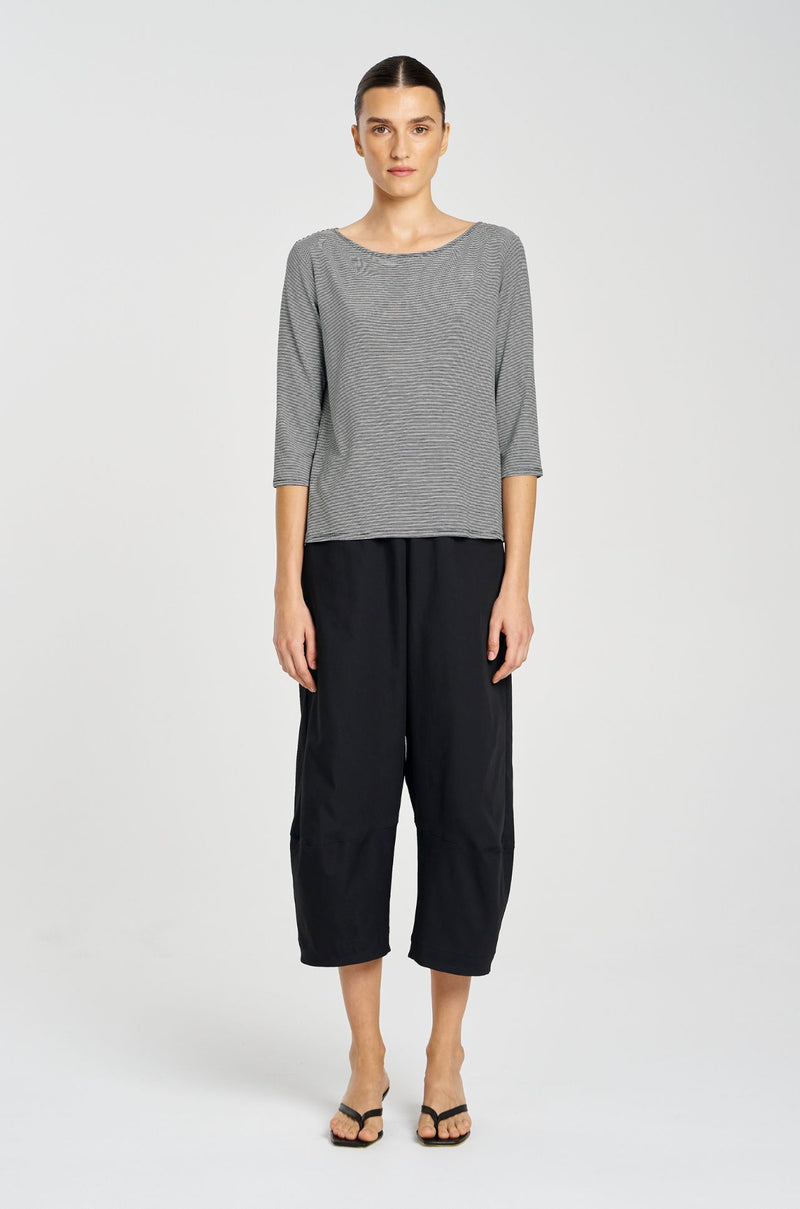 Mela Purdie - Relaxed Boat Neck in Caviar Stripe Jersey