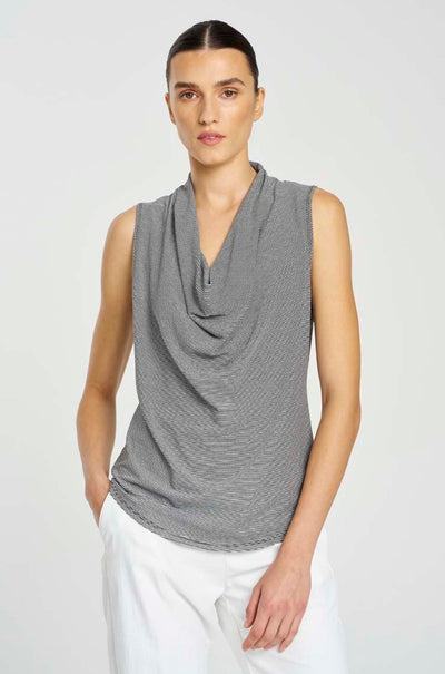 Mela Purdie - Drape Shell in Caviar Stripe Jersey