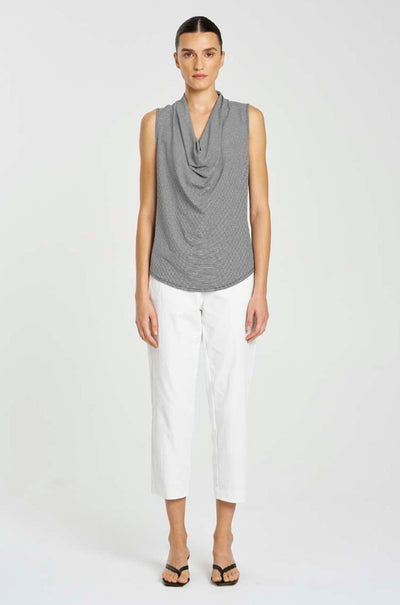 Mela Purdie - Drape Shell in Caviar Stripe Jersey