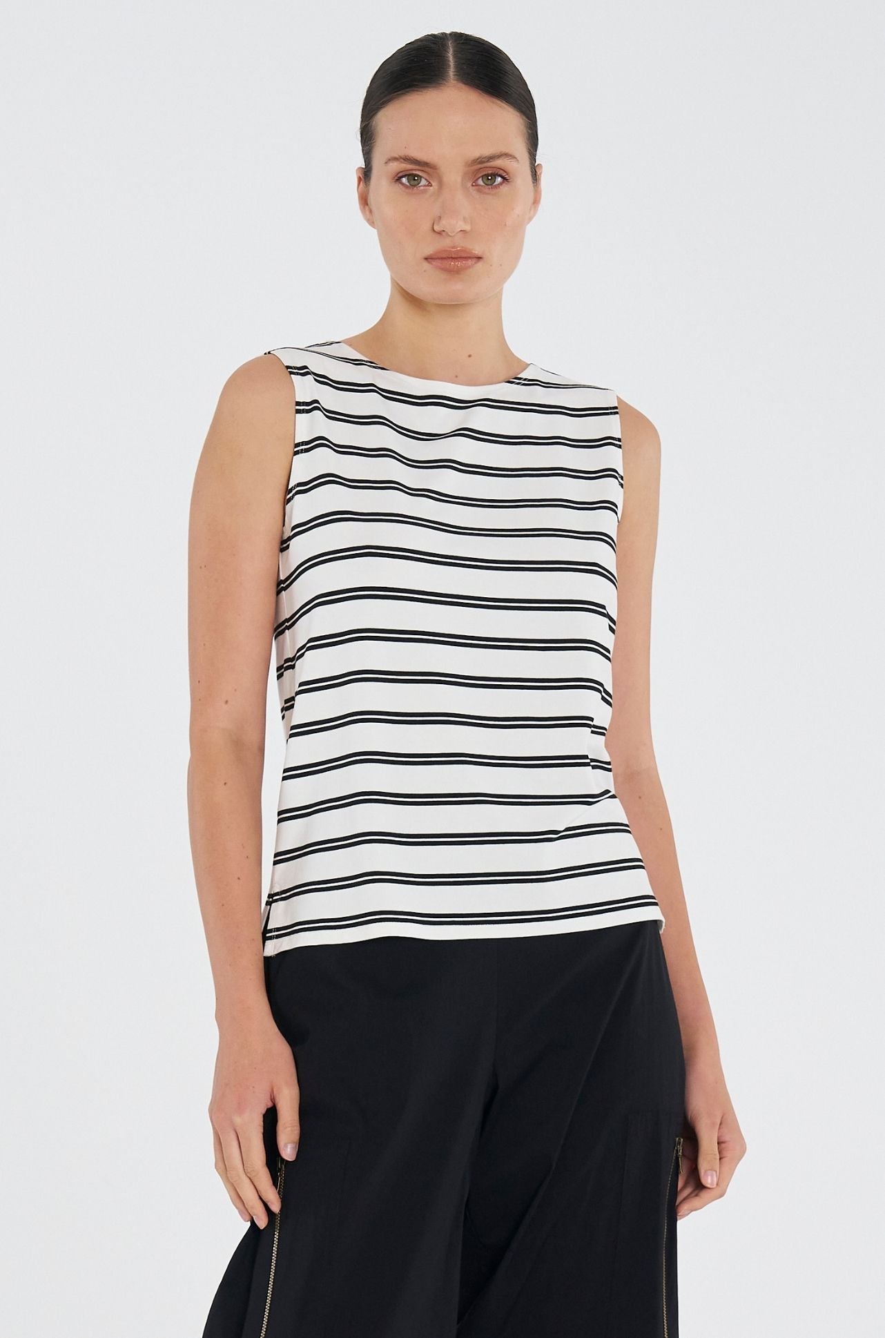Mela Purdie - Palazzo Shell in Dual Stripe Jersey