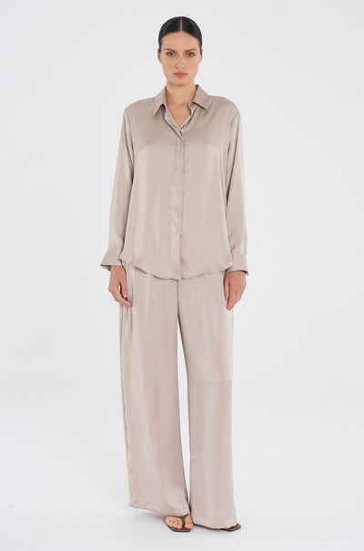 Mela Purdie - Maxi Pace Pant in Mirror Satin in Champagne