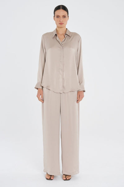 Mela Purdie - Maxi Pace Pant in Mirror Satin in Champagne