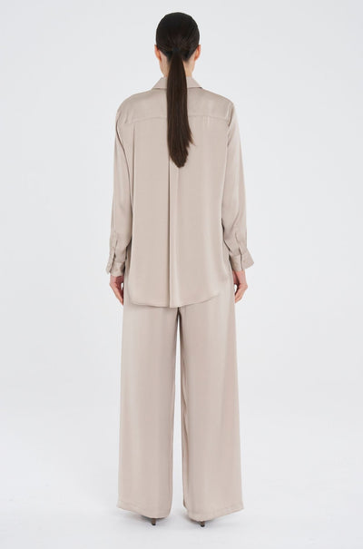 Mela Purdie - Maxi Pace Pant in Mirror Satin in Champagne