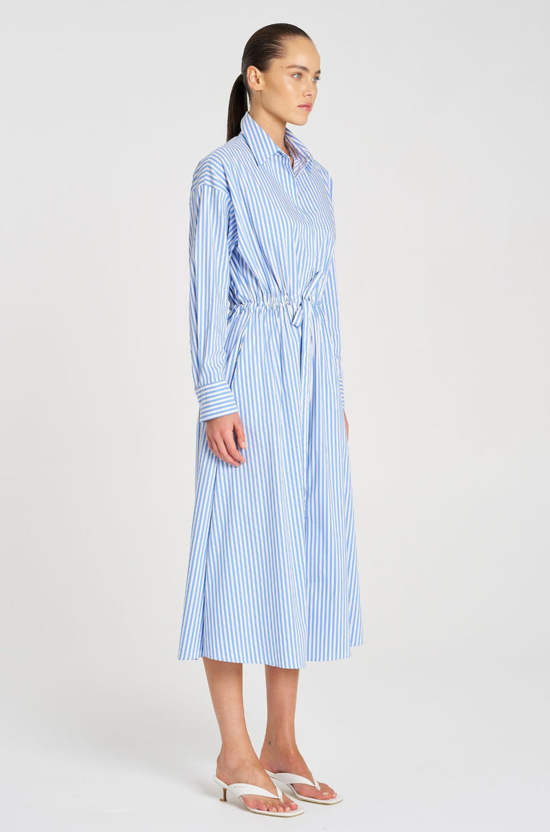 Mela Purdie - Draw Waist Dress in Miami Stripe Microprene