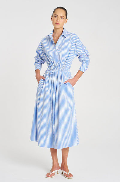 Mela Purdie - Draw Waist Dress in Miami Stripe Microprene