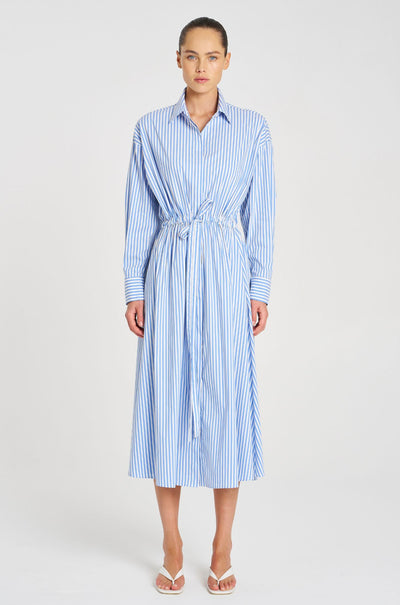 Mela Purdie - Draw Waist Dress in Miami Stripe Microprene