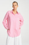 Mela Purdie - Relaxed Pocket Shirt in Hot Pink Stripe Microprene