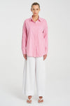 Mela Purdie - Relaxed Pocket Shirt in Hot Pink Stripe Microprene