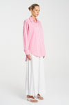 Mela Purdie - Relaxed Pocket Shirt in Hot Pink Stripe Microprene