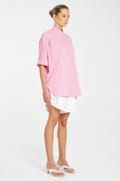 Mela Purdie - Villa Overshirt in Stripe Microprene