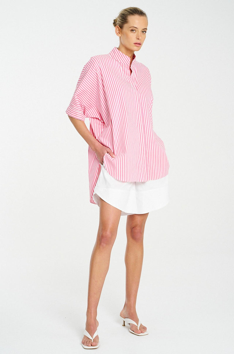 Mela Purdie - Villa Overshirt in Stripe Microprene