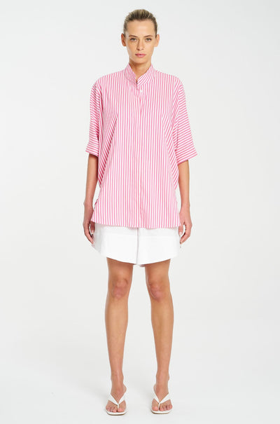Mela Purdie - Villa Overshirt in Stripe Microprene