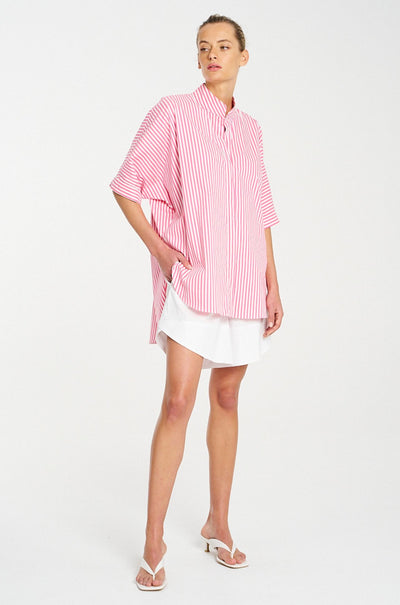 Mela Purdie - Villa Overshirt in Stripe Microprene