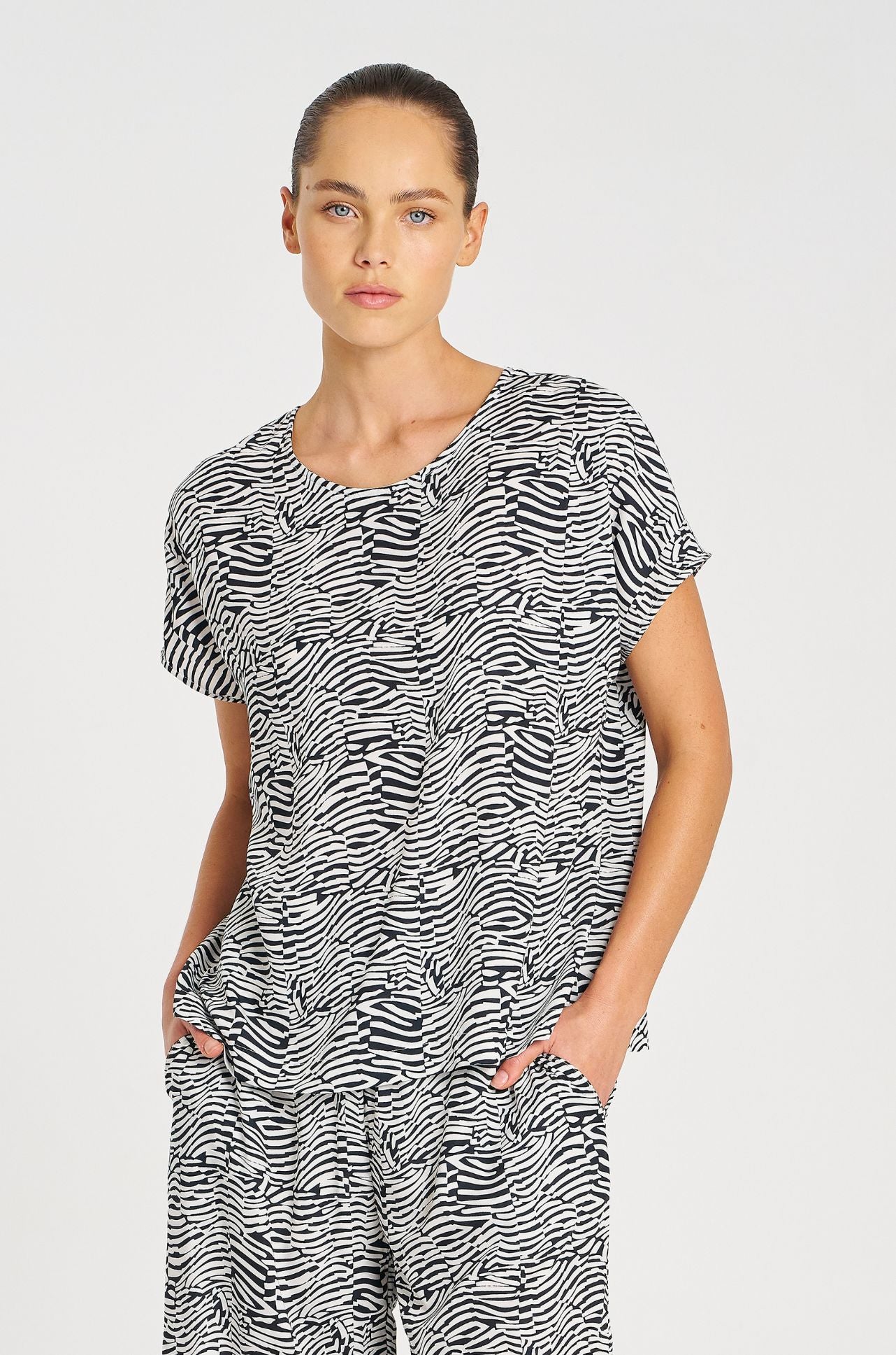 Mela Purdie - Cap Shell in Terrain Print Charmeuse