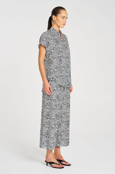 Mela Purdie - Stand Shirt in Terrain Print Charmeuse