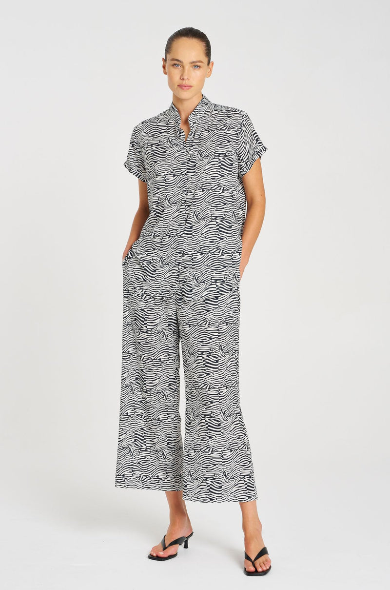Mela Purdie - Stand Shirt in Terrain Print Charmeuse