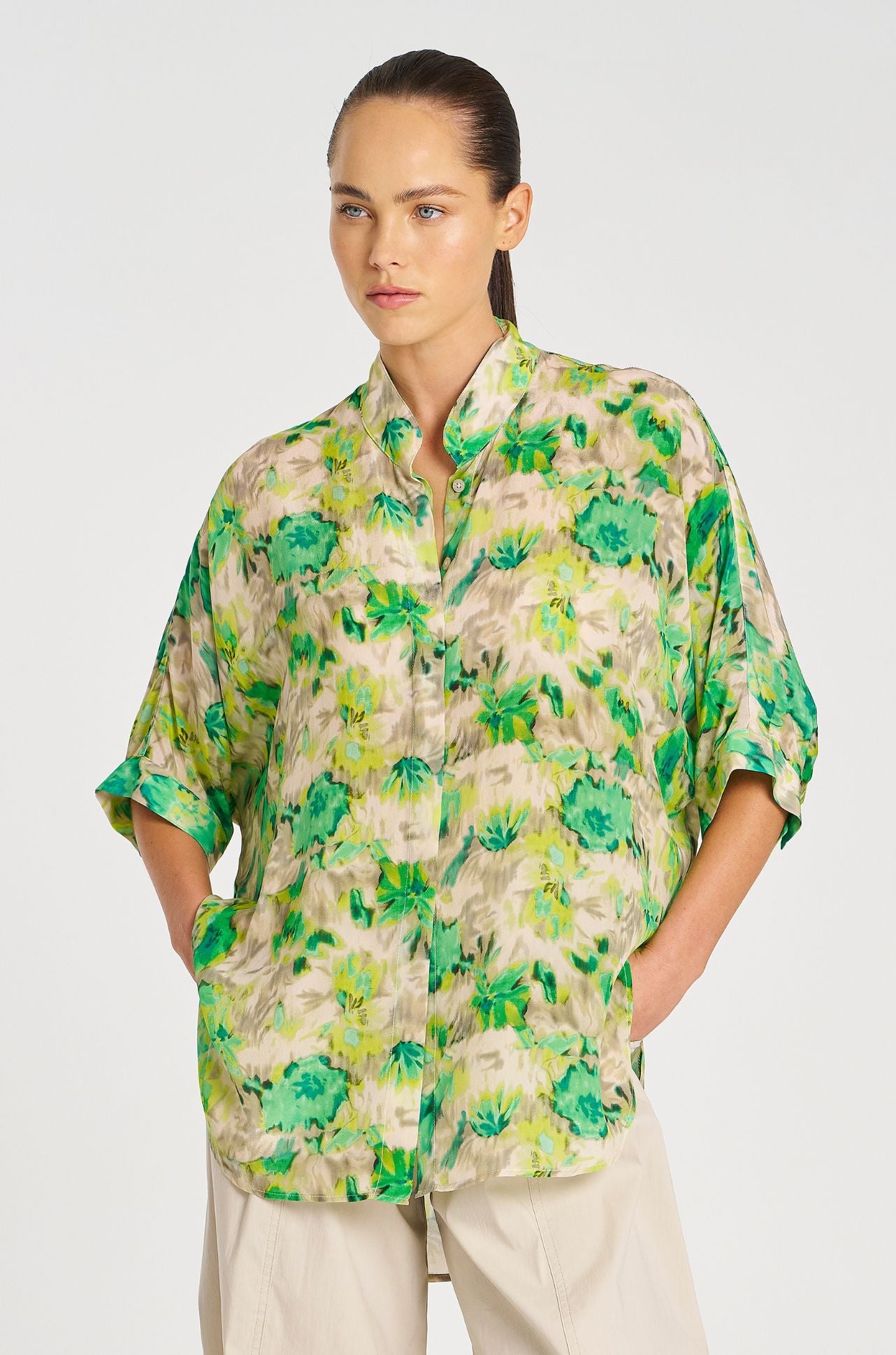 Mela Purdie - Villa Overshirt in Silk Lilly Print