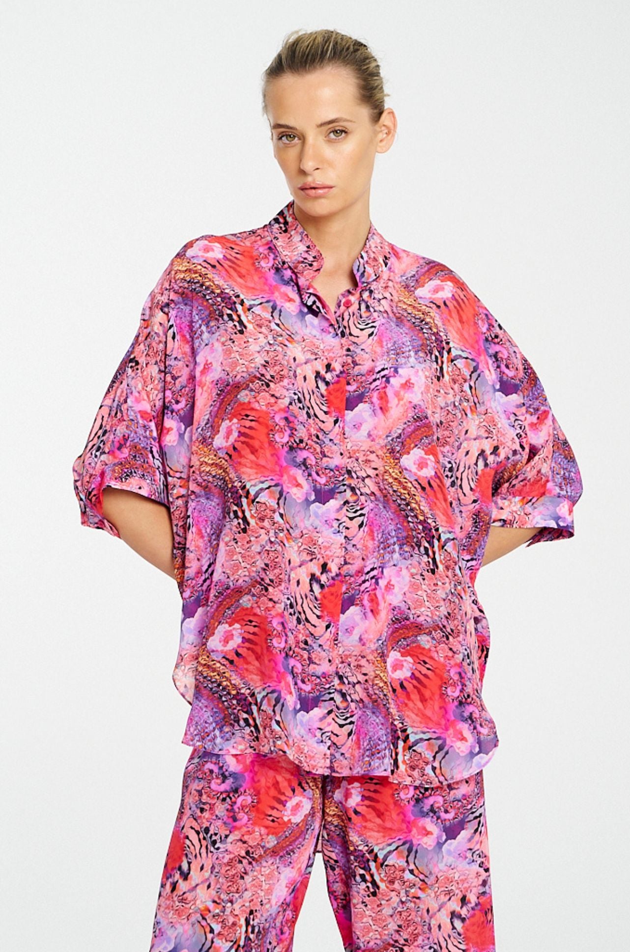 Mela Purdie - Villa Overshirt in Kaleidoscope Print Silk