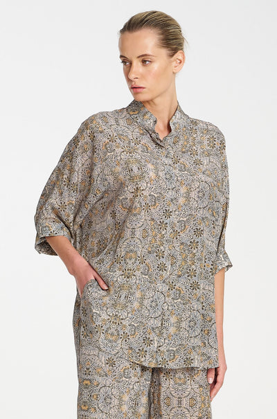 Mela Purdie - Villa Overshirt in Spinifex Print Silk