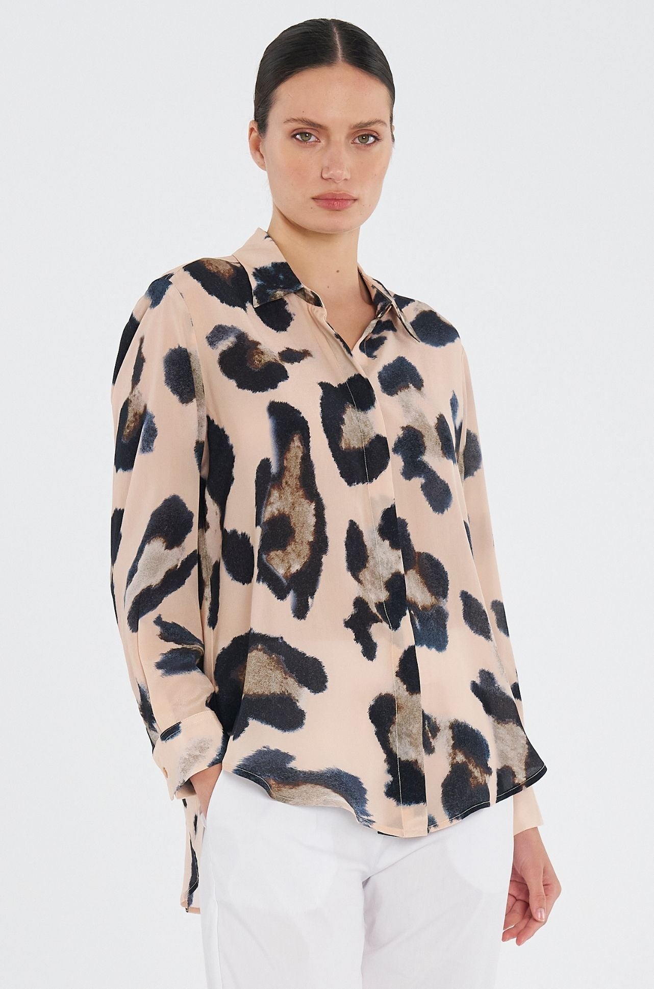 Mela Purdie - Soft Shirt in Blurr Print Silk
