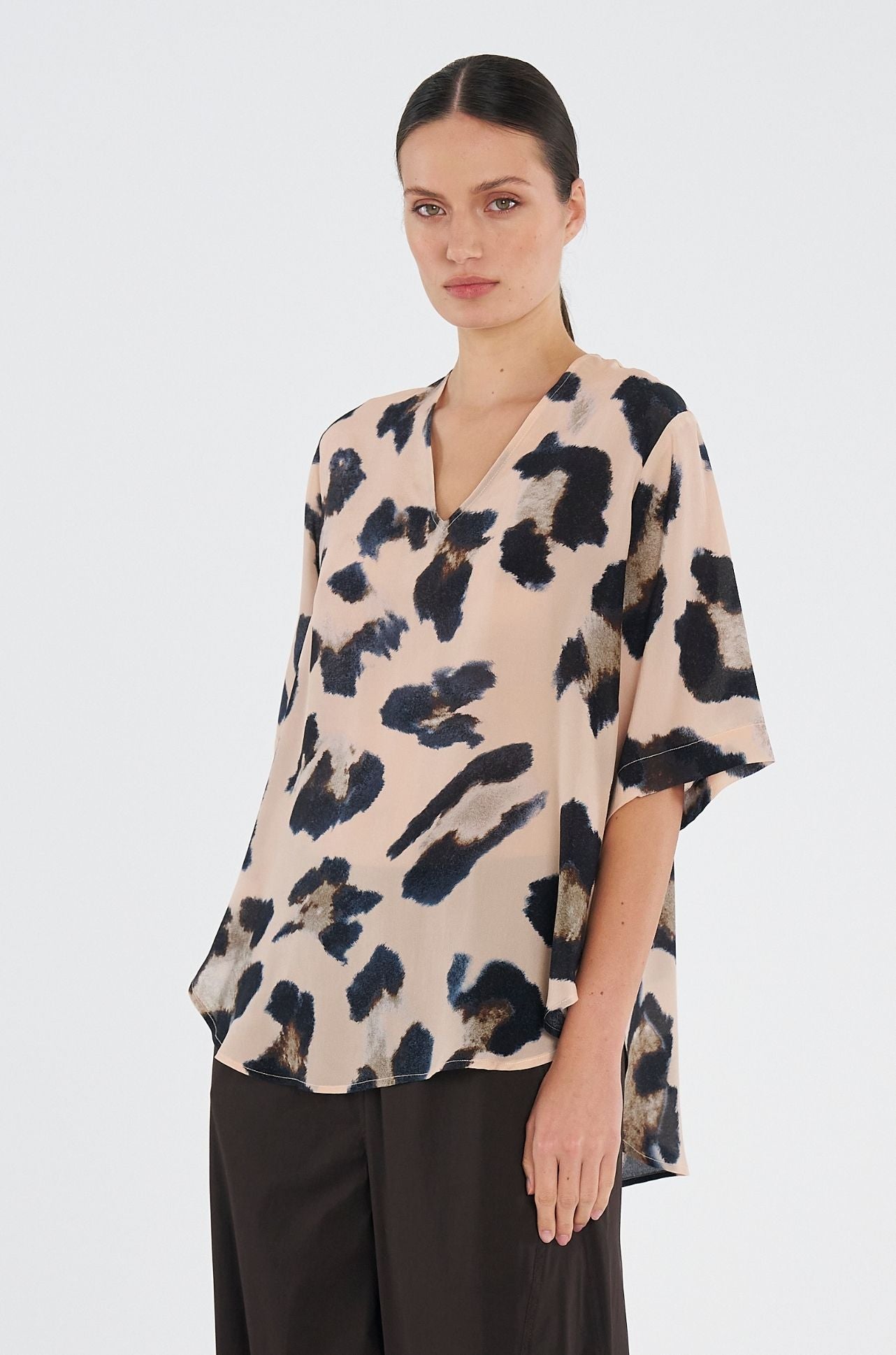 Mela Purdie - Swish Plaza Top in Blurr Print Silk