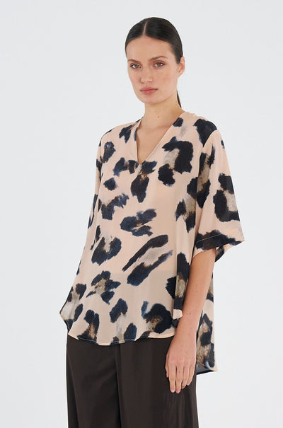 Mela Purdie - Swish Plaza Top in Blurr Print Silk