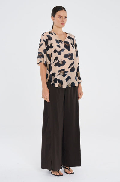 Mela Purdie - Swish Plaza Top in Blurr Print Silk