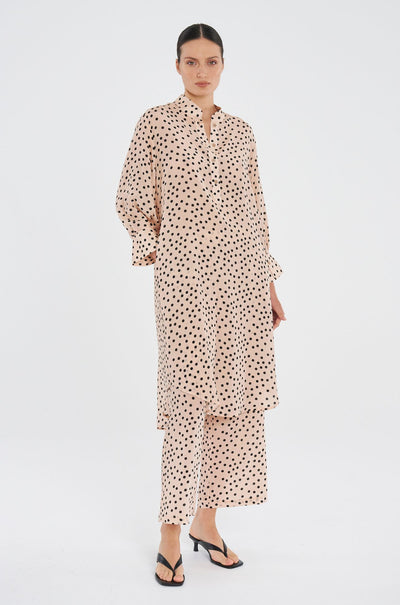 Mela Purdie - Resort Dress in Scattered Spot Silk Print