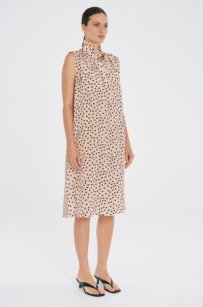 Mela Purdie - Frill Tank Dress in Scattered Spot Silk Print