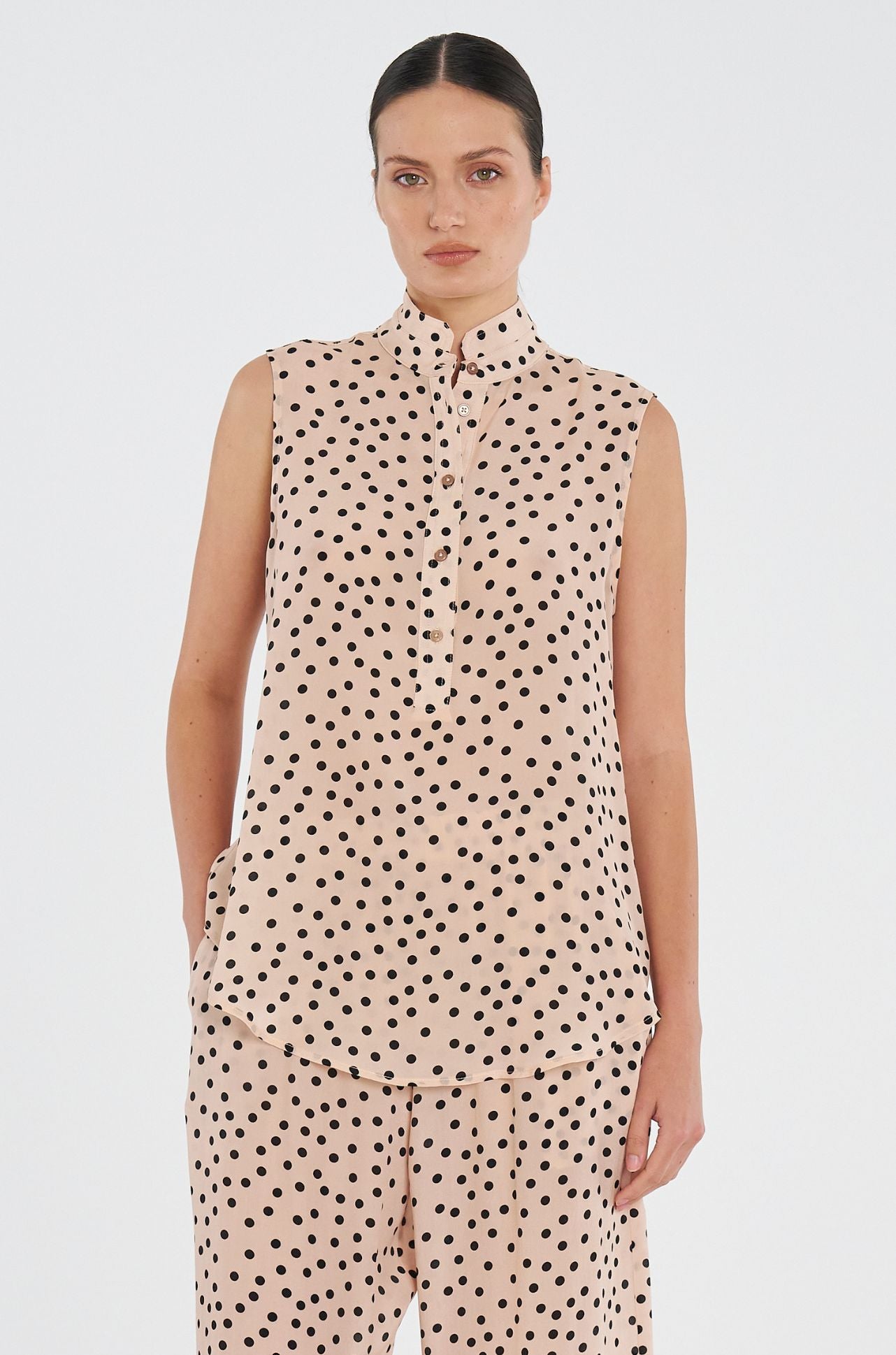 Mela Purdie - Tab Slide Tank in Scattered Spot Silk print