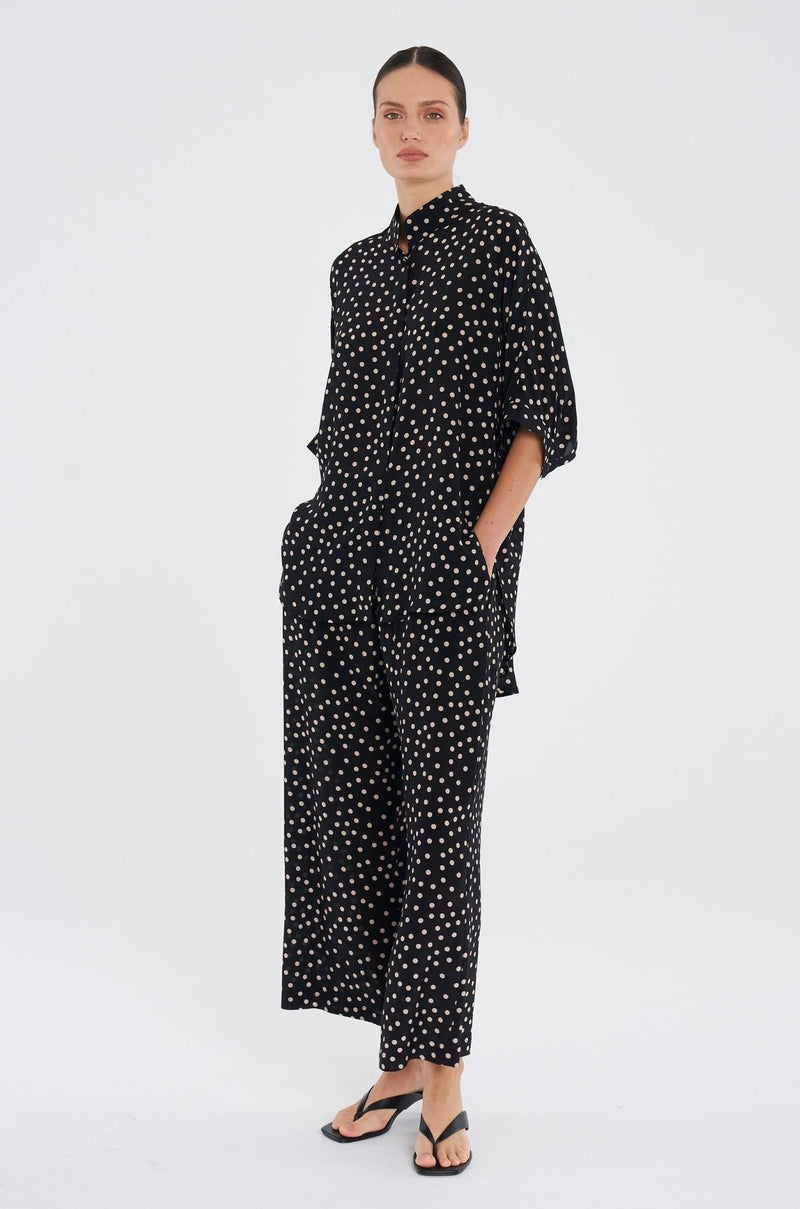 Mela Purdie - Villa Overshirt in Scattered Spot Silk Print