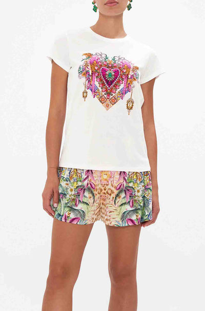 Camilla - Flowers Of Neptune Organic Slim Fit White Tee