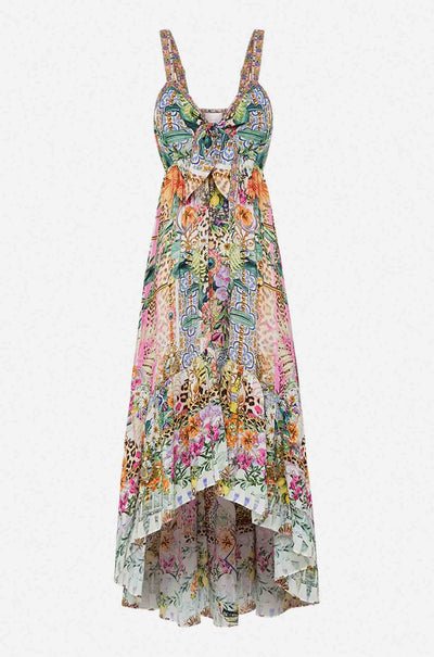 Camilla - Flowers Of Neptune Tie Front High Low Dress