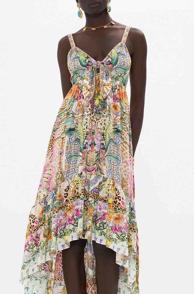 Camilla - Flowers Of Neptune Tie Front High Low Dress