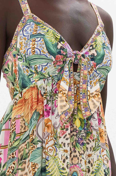 Camilla - Flowers Of Neptune Tie Front High Low Dress
