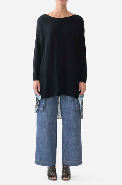 Camilla - Fiesta, Siesta, Repeat Knit Jumper w/ Pleated Silk Back