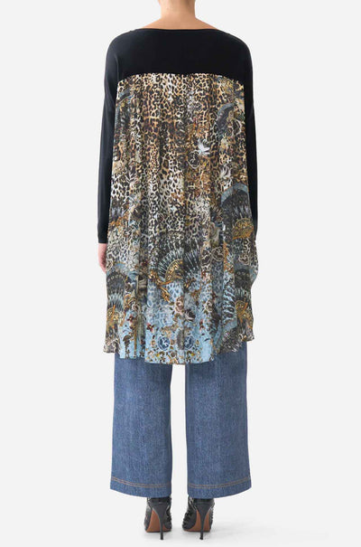 Camilla - Fiesta, Siesta, Repeat Knit Jumper w/ Pleated Silk Back
