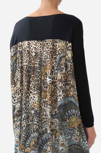 Camilla - Fiesta, Siesta, Repeat Knit Jumper w/ Pleated Silk Back
