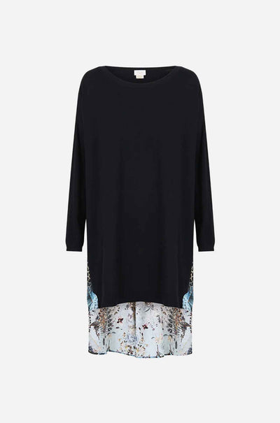 Camilla - Fiesta, Siesta, Repeat Knit Jumper w/ Pleated Silk Back
