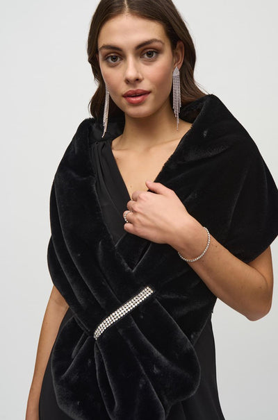 Joseph Ribkoff - Faux Fur Cover-Up w/ Rhinestone Loop