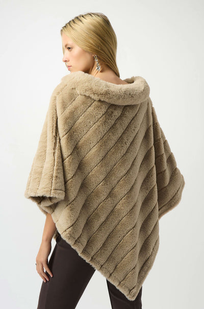 Joseph Ribkoff - Faux Fur Textured Stripe Poncho