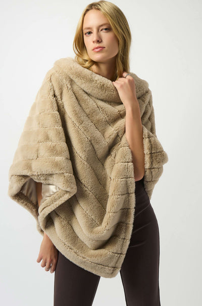 Joseph Ribkoff - Faux Fur Textured Stripe Poncho